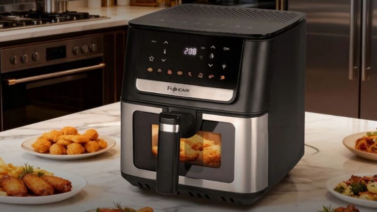 kẢnh mô tả kích thước nồi chiên không dầu.