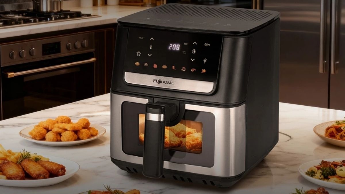 kẢnh mô tả kích thước nồi chiên không dầu.