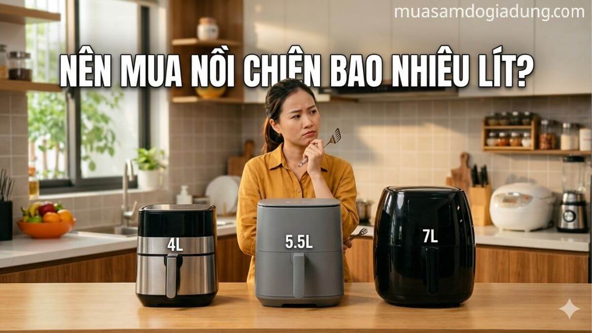 Nồi chiên không dầu bao nhiêu lít phù hợp cho gia đình 2 đến 6 người