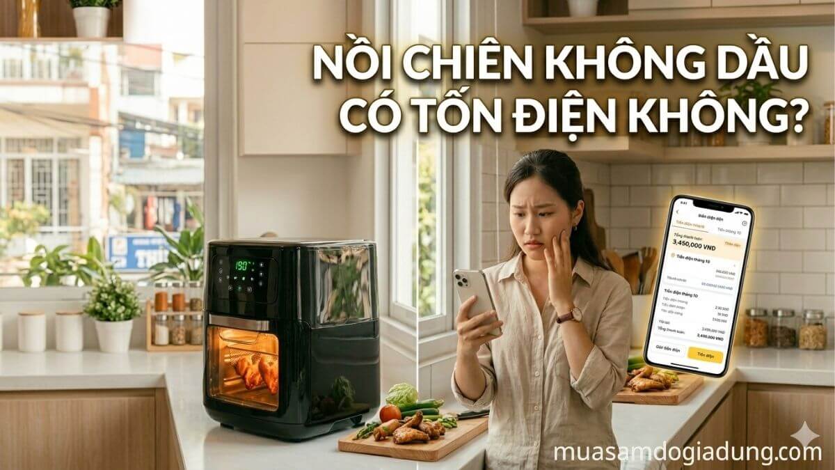 Nồi chiên không dầu có tốn điện không khi sử dụng trong gia đình