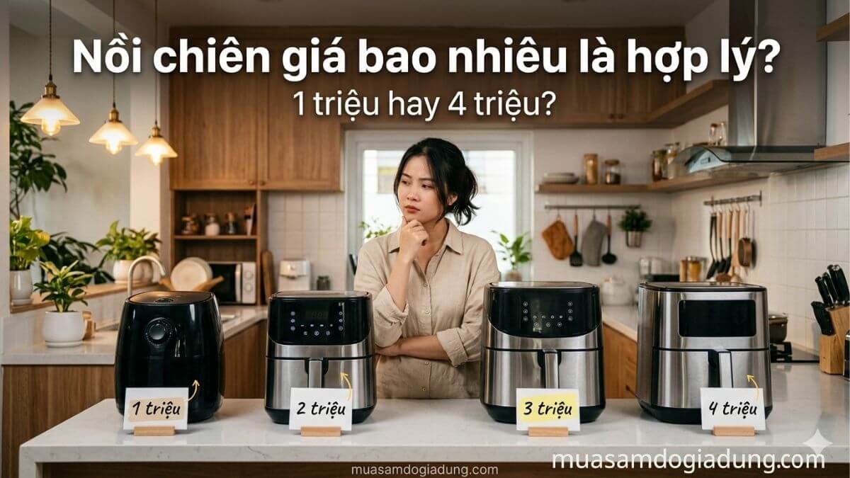 Nồi chiên không dầu giá bao nhiêu là hợp lý giữa các mức 1 triệu 2 triệu và 4 triệu