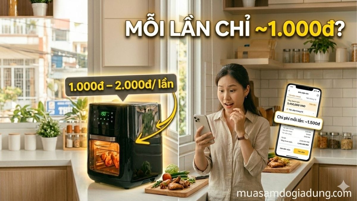 Nồi chiên không dầu tốn bao nhiêu tiền điện mỗi lần sử dụng