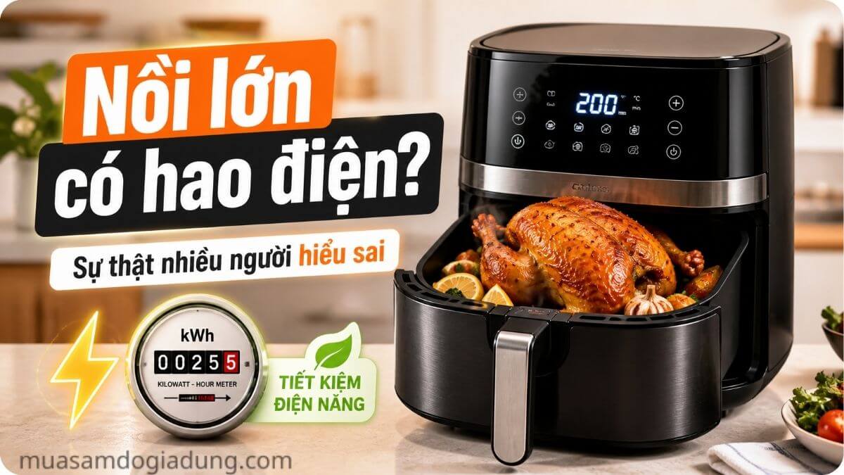 Nồi chiên không dầu dung tích lớn có hao điện nhiều không