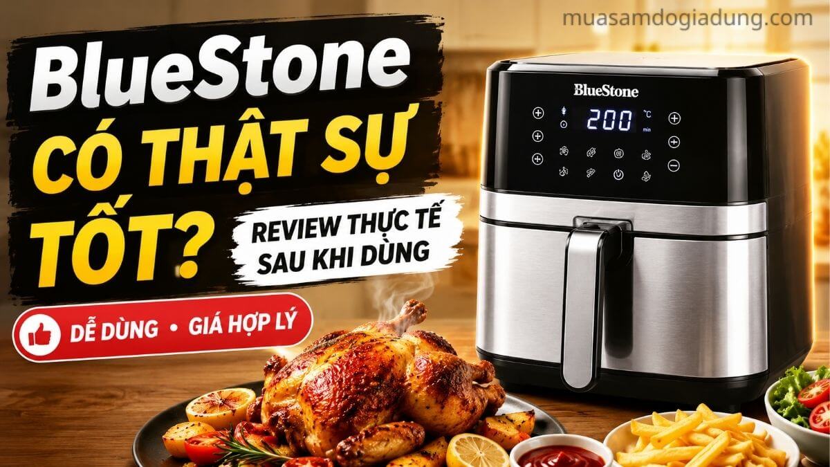 Ảnh thẻ card review nồi chiên không dầu BlueStone