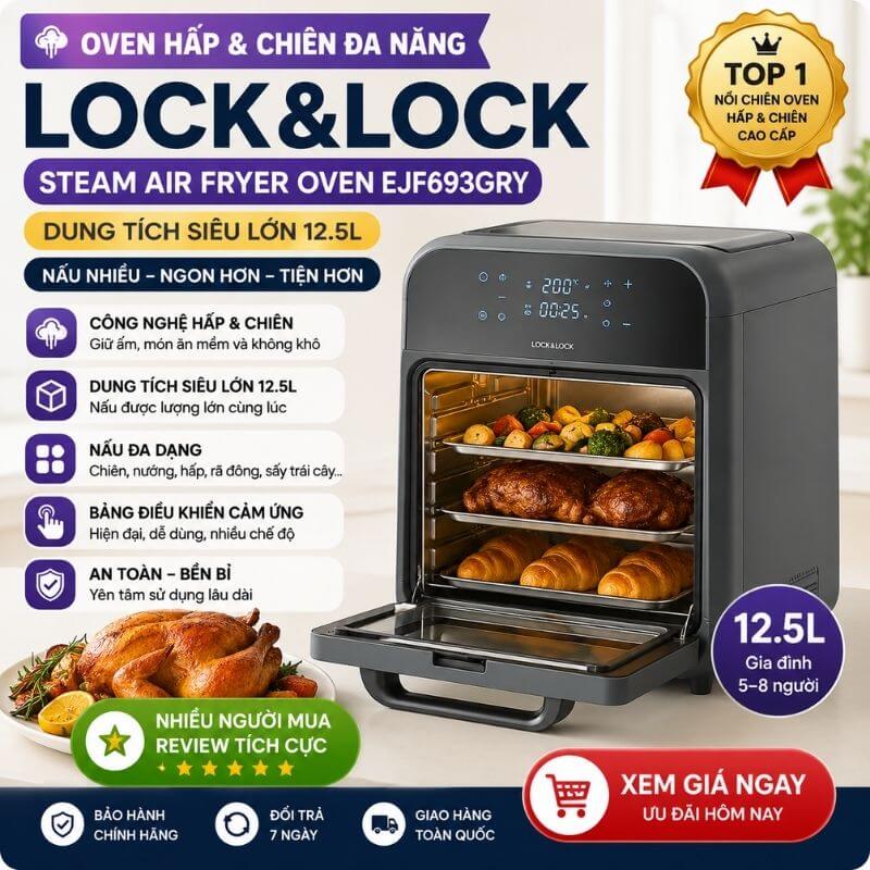 Lock&Lock Steam Air Fryer Oven EJF693GRY