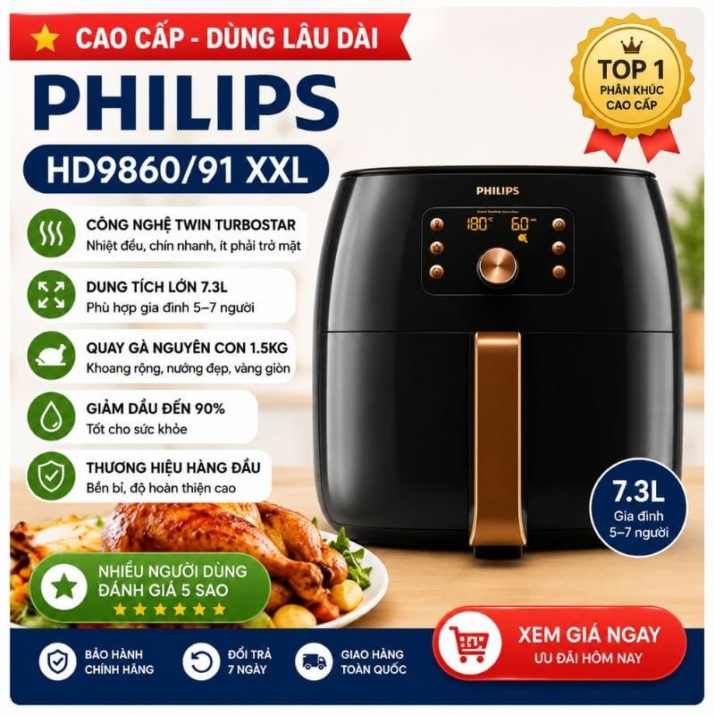 Nồi chiên không dầu Philips HD9860/91 XXL