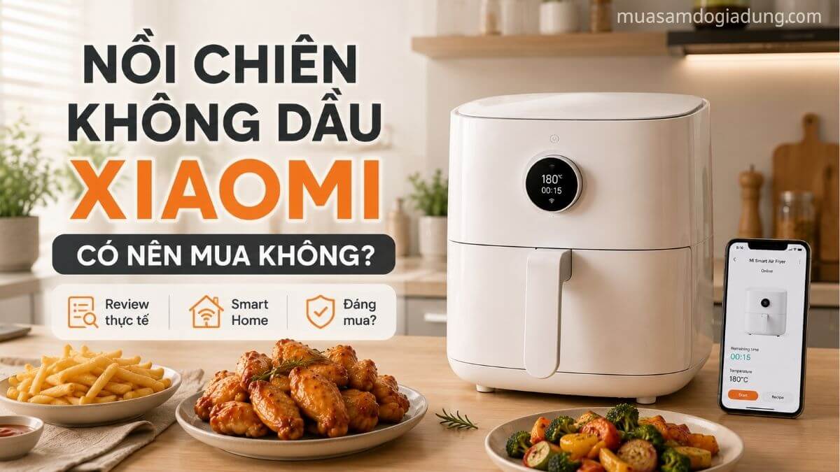 Nồi chiên không dầu Xiaomi trong căn bếp hiện đại với kết nối app Mi Home