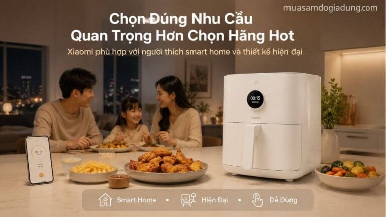 Nồi chiên không dầu Xiaomi trong căn bếp hiện đại phù hợp gia đình thích smart home