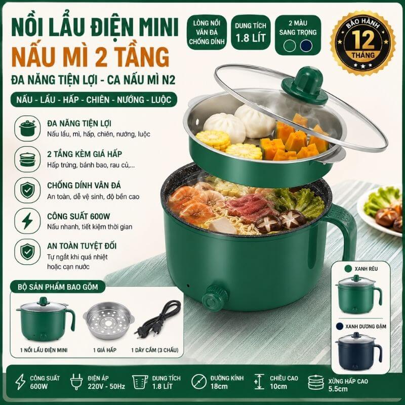 Nồi lẩu điện mini nấu mì đa năng