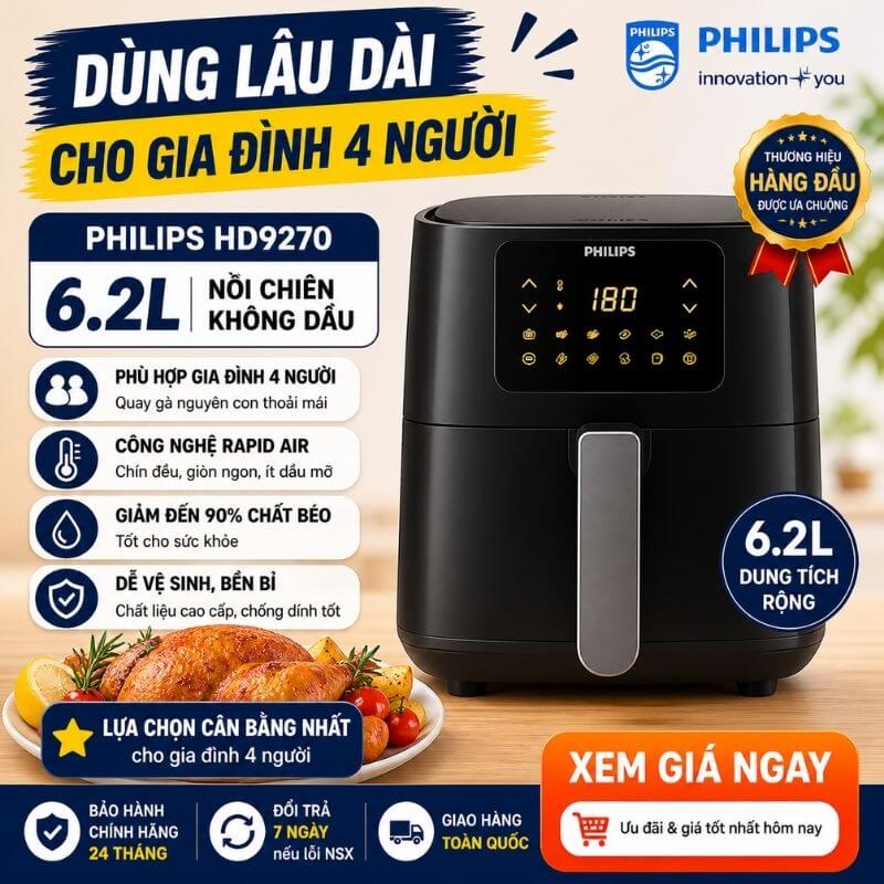 Nồi chiên không dầu Philips HD9270