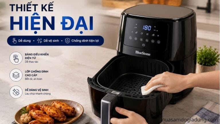 Thiết kế hiện đại và lớp chống dính của nồi chiên không dầu BlueStone