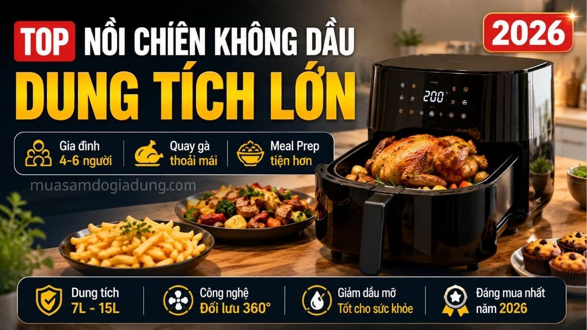Top nồi chiên không dầu dung tích lớn cho gia đình đông người