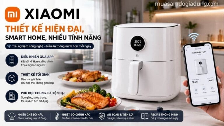 Xiaomi Mi Smart Air Fryer thiết kế hiện đại điều khiển bằng app