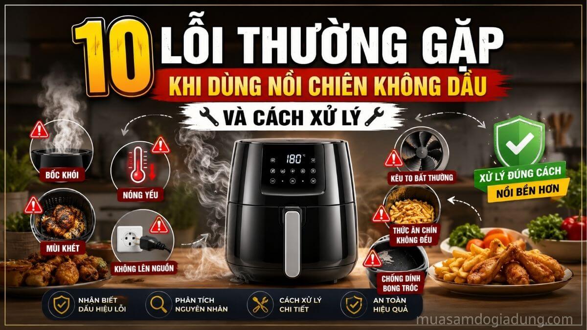 10 lỗi thường gặp khi dùng nồi chiên không dầu và cách xử lý tại nhà