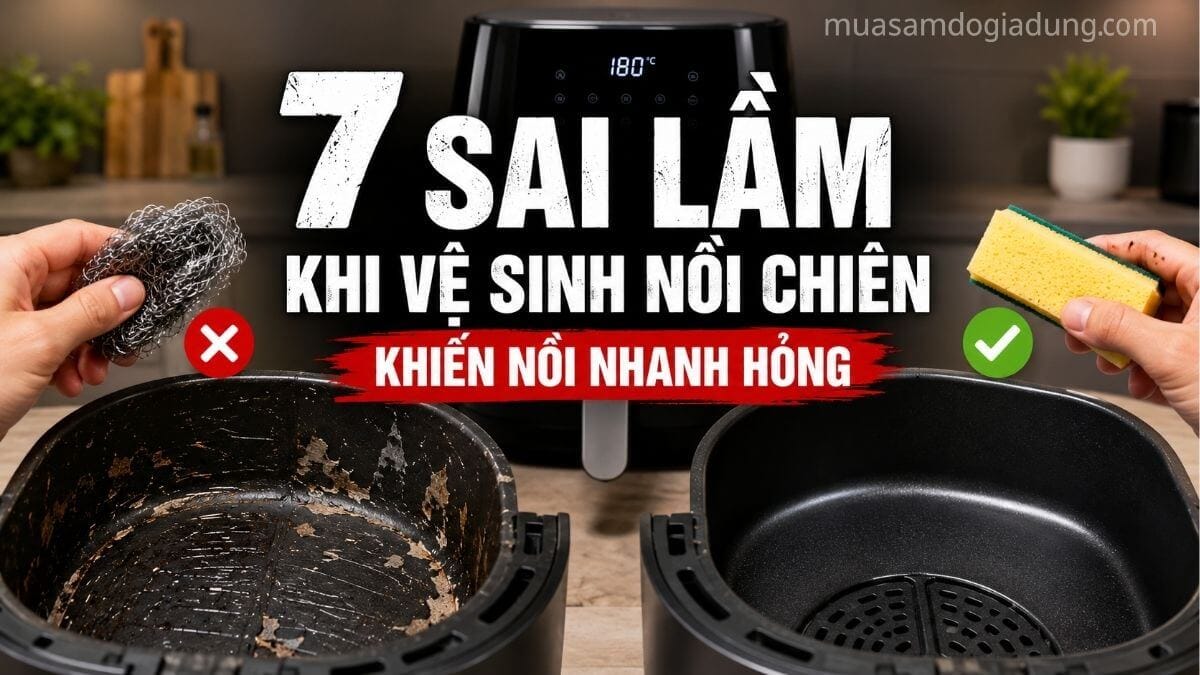 7 sai lầm khi vệ sinh nồi chiên không dầu khiến lớp chống dính nhanh hỏng