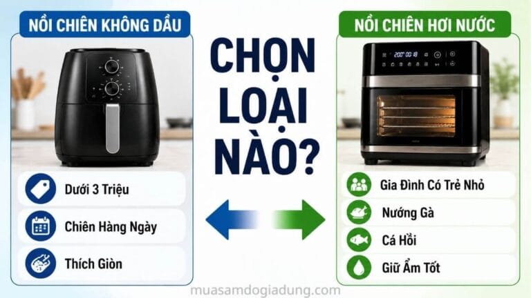 Bảng quyết định chọn nồi chiên hơi nước hay nồi chiên không dầu