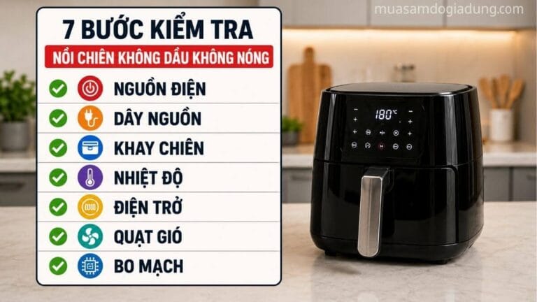 Checklist kiểm tra nguyên nhân nồi chiên không dầu không nóng trước khi bảo hành