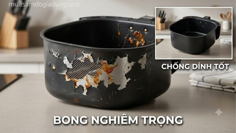 Lớp chống dính nồi chiên không dầu bong tróc nghiêm trọng