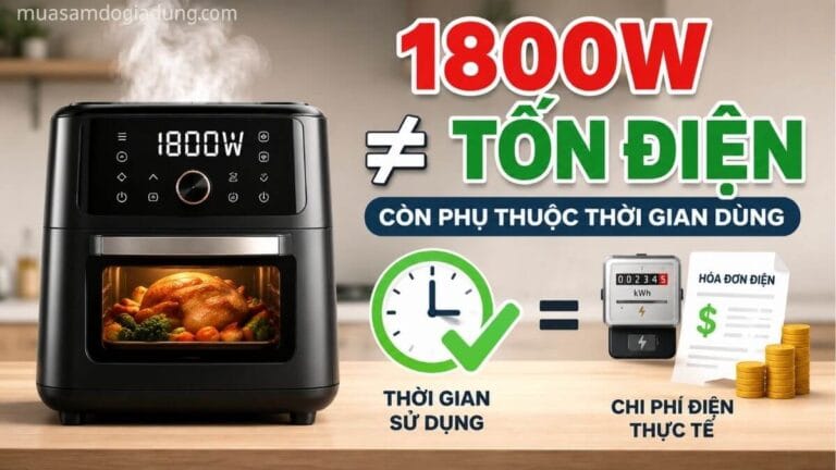 Công suất cao của nồi chiên hơi nước chưa chắc đồng nghĩa tốn điện