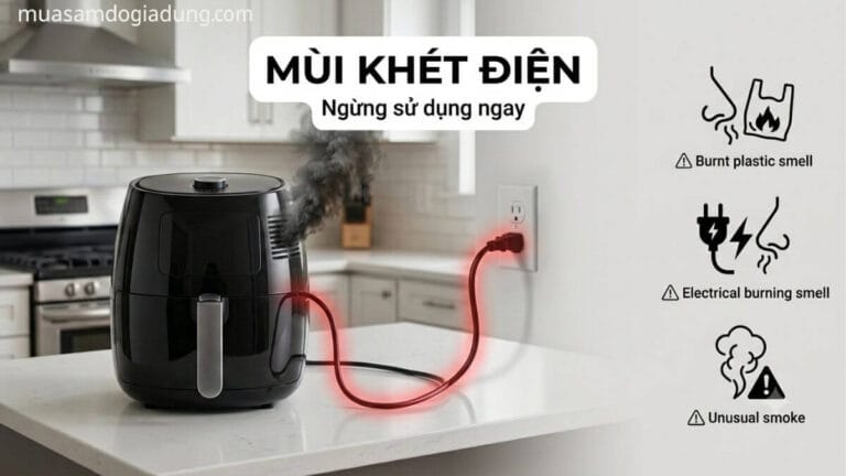 Dấu hiệu cảnh báo mùi khét điện từ nồi chiên không dầu