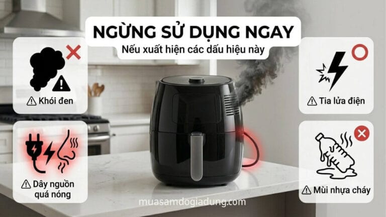 Các dấu hiệu nguy hiểm cần ngừng sử dụng nồi chiên không dầu