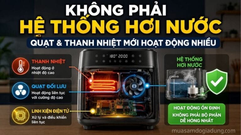 Hệ thống hơi nước không phải bộ phận dễ hỏng nhất trên nồi chiên hơi nước