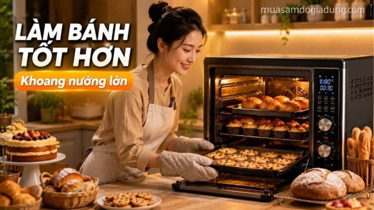 Người dùng làm bánh bằng lò nướng gia đình dung tích lớn