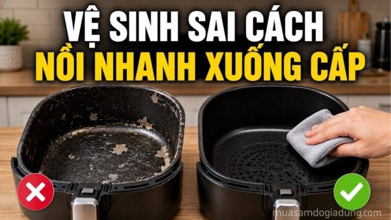 Lớp chống dính nồi chiên không dầu xuống cấp do vệ sinh sai cách trong thời gian dài