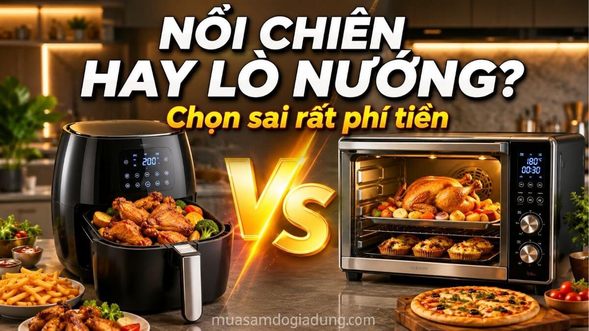 So sánh nên mua nồi chiên không dầu hay lò nướng cho gia đình