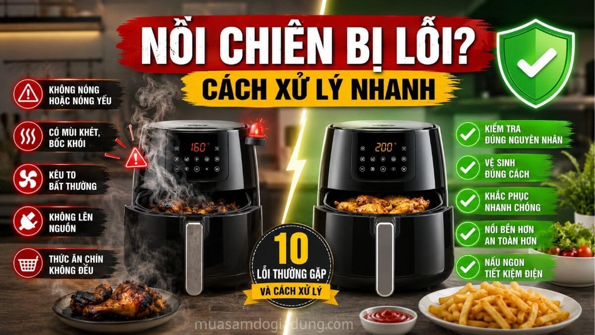 Nồi chiên không dầu bị lỗi thường gặp và cách xử lý nhanh