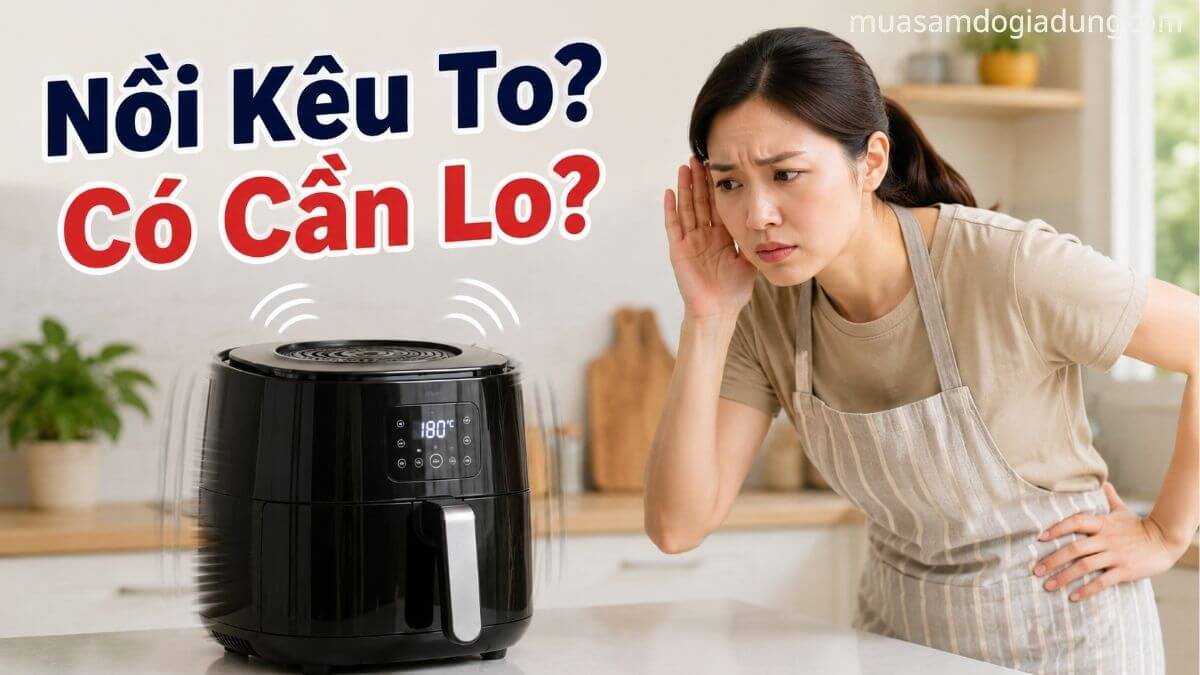 Nồi chiên không dầu phát ra tiếng kêu lớn khi hoạt động khiến người dùng lo lắng