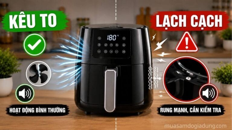 Nồi chiên không dầu phát ra tiếng kêu to hoặc tiếng lạch cạch bất thường khi hoạt động
