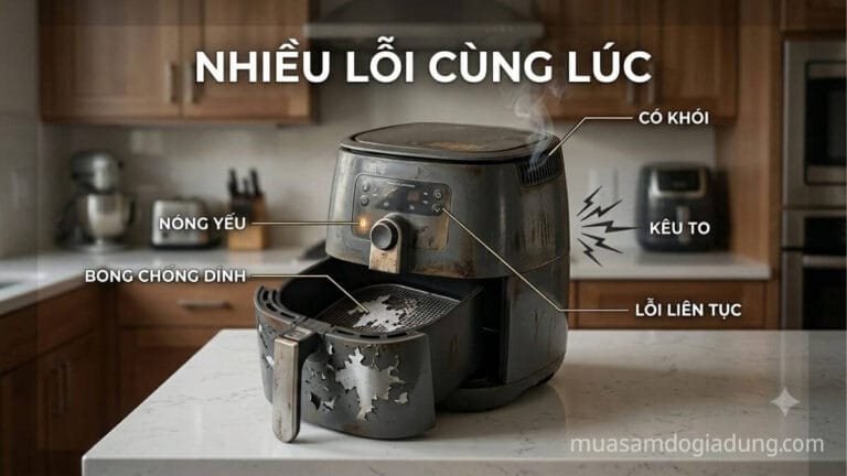 Nồi chiên không dầu xuất hiện nhiều lỗi cùng lúc