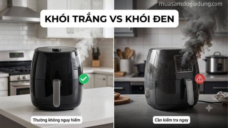 Phân biệt khói trắng và khói đen từ nồi chiên không dầu