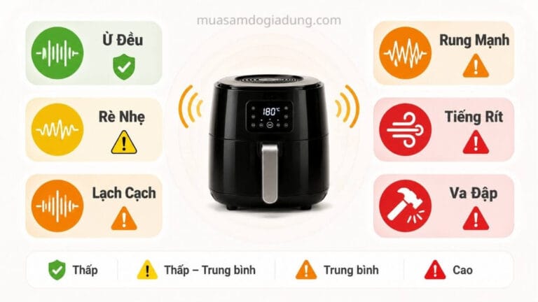 Minh họa các loại tiếng kêu thường gặp trên nồi chiên không dầu
