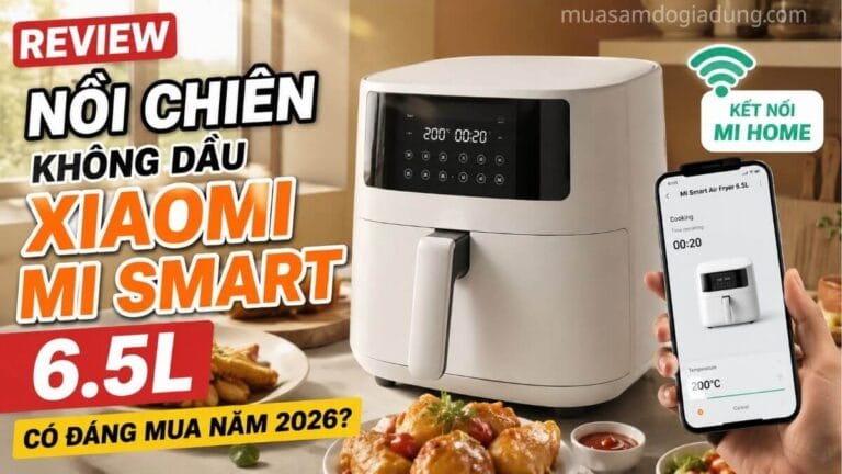 Nồi chiên không dầu Xiaomi Mi Smart 6.5L với màn hình cảm ứng và khả năng kết nối ứng dụng Mi Home