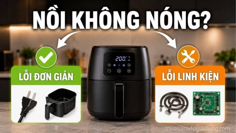 Sơ đồ phân biệt lỗi đơn giản và lỗi linh kiện khi nồi chiên không dầu không nóng