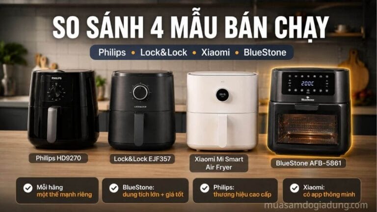 So sánh 4 mẫu nồi chiên không dầu bán chạy Philips, Lock&Lock, Xiaomi và BlueStone AFB-5861