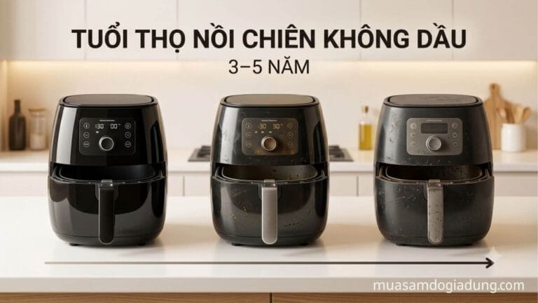 Nồi chiên không dầu cũ sau nhiều năm sử dụng