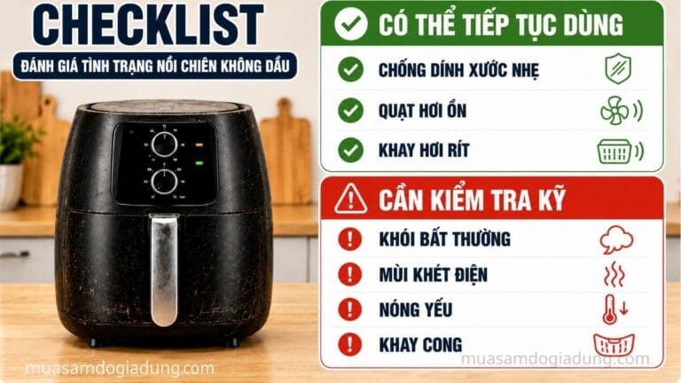 Checklist dấu hiệu nồi chiên không dầu xuống cấp