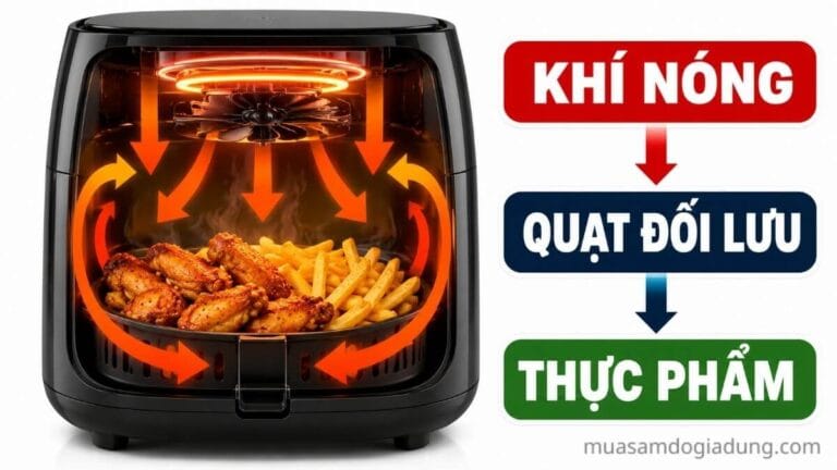 Nguyên lý hoạt động của nồi chiên không dầu bằng khí nóng đối lưu