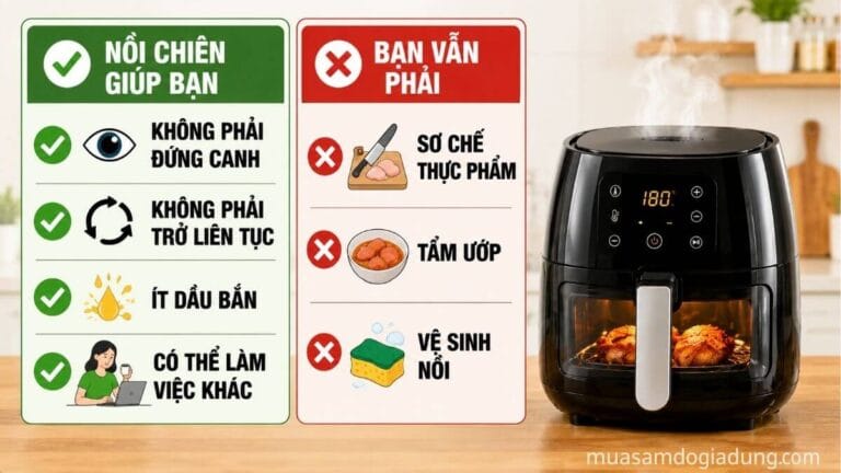 Những công đoạn nồi chiên không dầu giúp tiết kiệm thời gian
