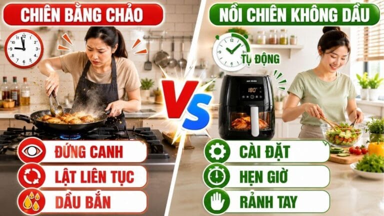 Nồi chiên không dầu giúp tiết kiệm thời gian đứng bếp