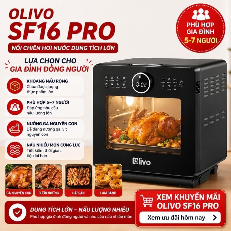 Nồi chiên hơi nước Olivo SF16 Pro