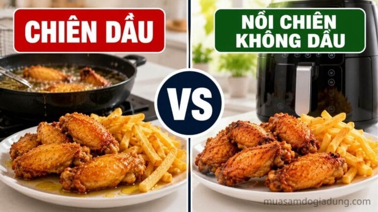 So sánh món ăn chiên dầu và nấu bằng nồi chiên không dầu