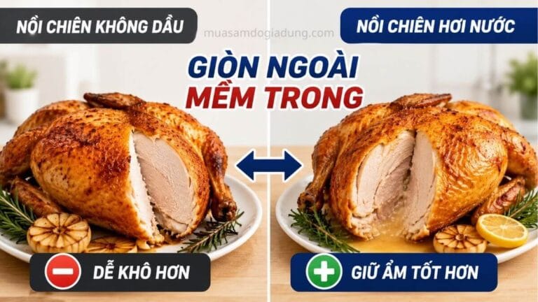Nồi chiên hơi nước giúp giữ độ ẩm thực phẩm tốt hơn nồi chiên không dầu thông thường